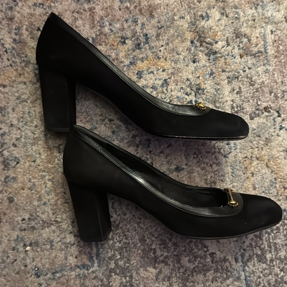 🇮🇹 Gucci - SIZE 40 309774 CGX10 1000 KID SUEDE NAPPA CHARLOT, black block heel - Picture 12 of 15